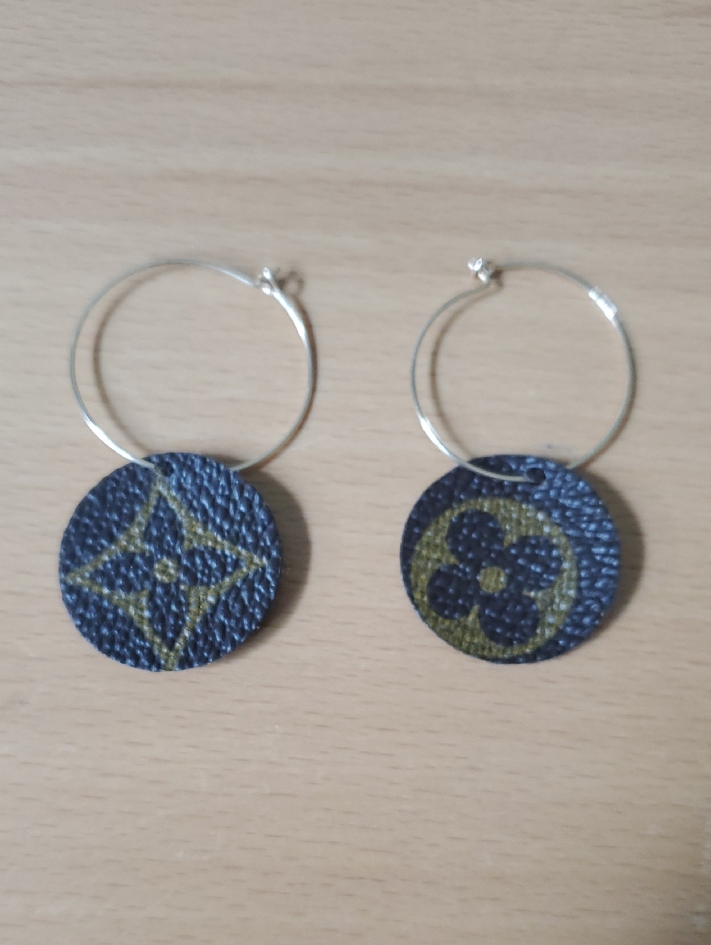 Disc Earrings in Upcycled LV Monogram Quatrefoil Spark*l